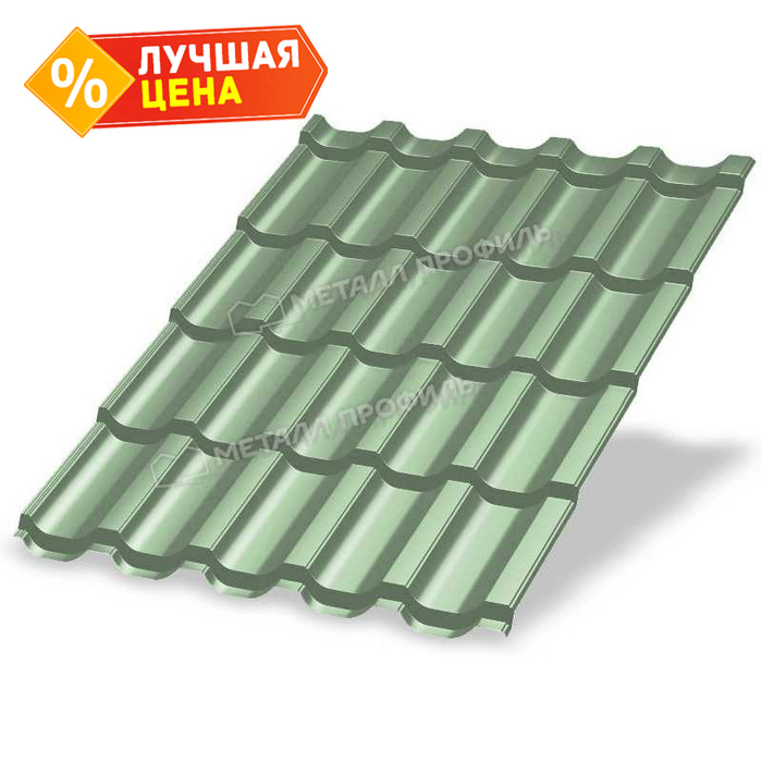 Металлочерепица Металл-Профиль Трамонтана-ML 0,5 NormanMP RAL 6019 Зеленая пастель