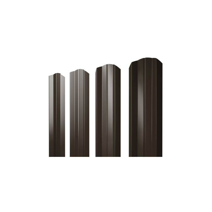 Штакетник М-образный В фигурный Grand Line 0,5 Quarzit lite RR 32 Темно-Коричневый